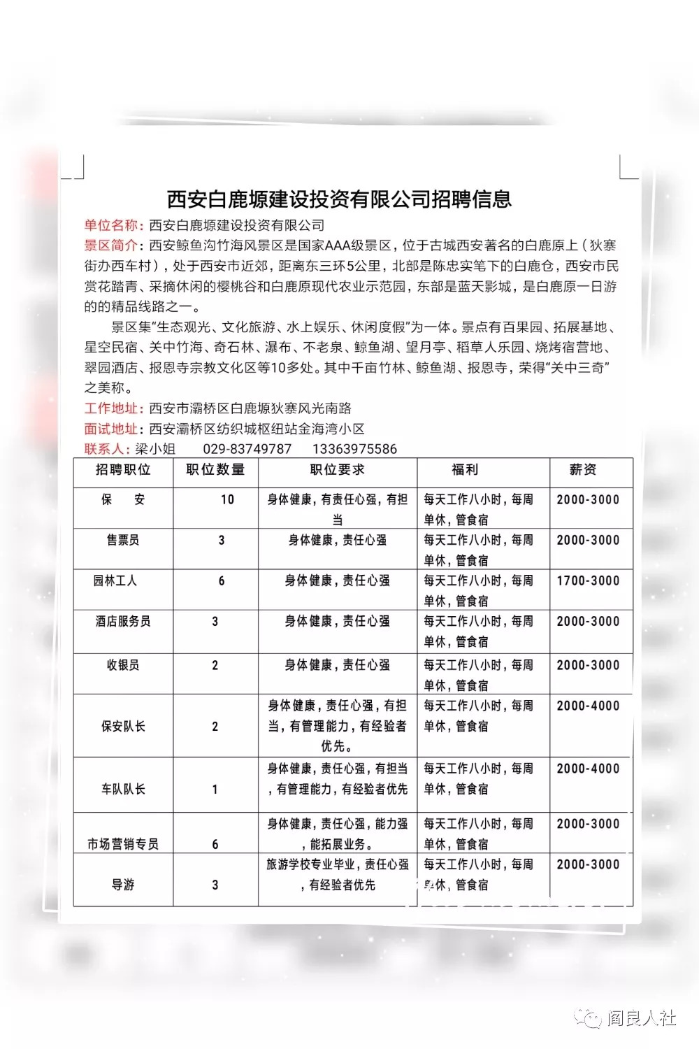 户县最新一周招聘综述信息速递